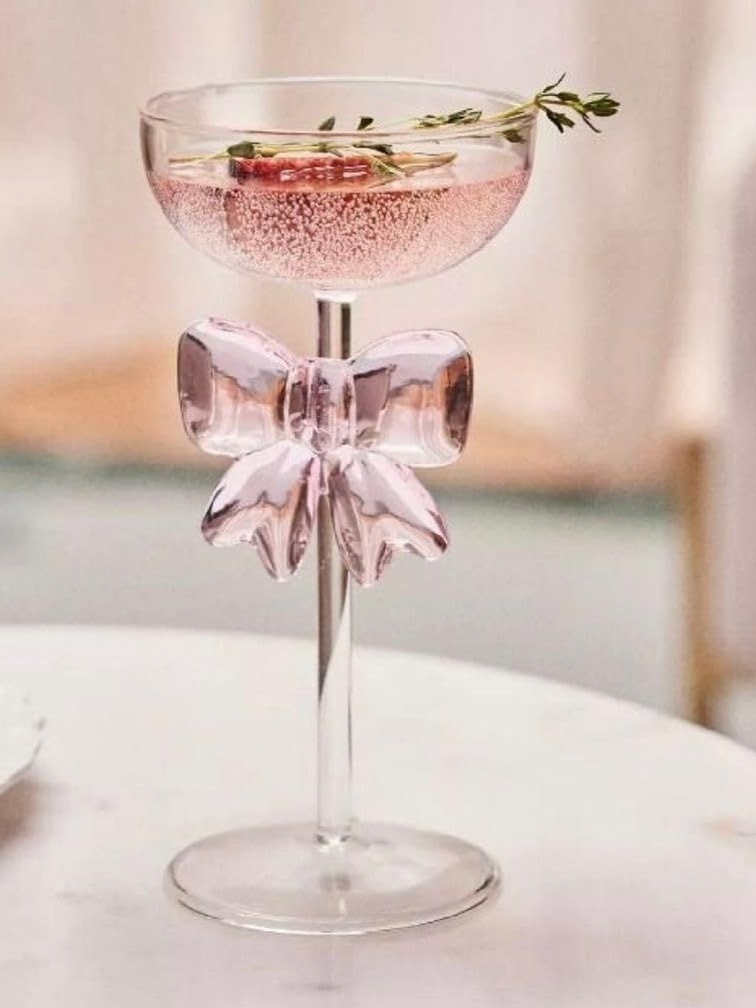 Dainty Little Shop Transparent Solid Glass Bow Glossy Mugs