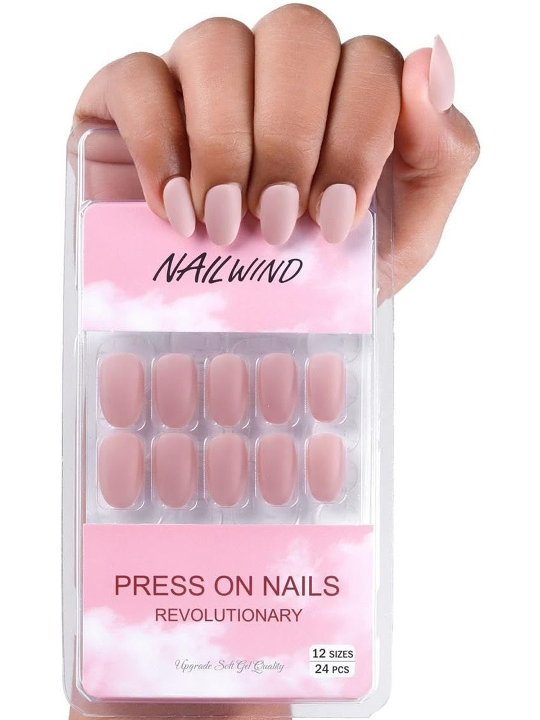 NAILWIND Set Of 24 Press On Nails - Pink- V-31