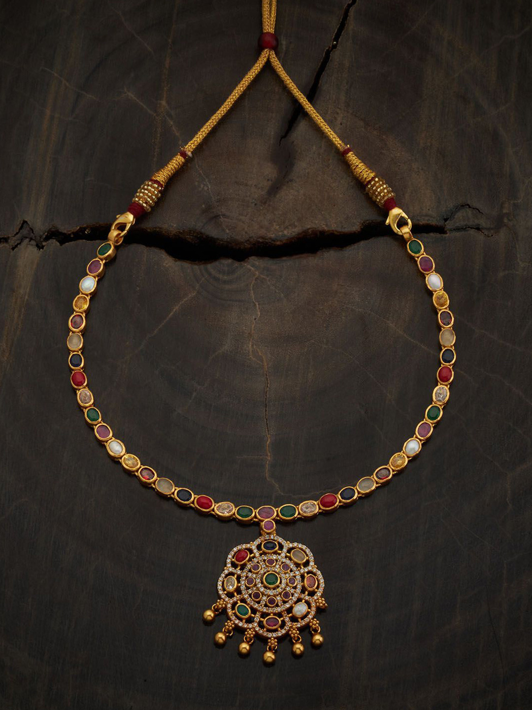 Kushal's Fashion Jewellery Embellished Bridal 92.5 Pure Silver Gold-Plated Necklace