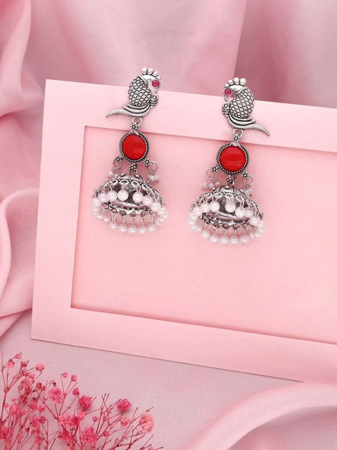 Tipsy closet Peacock Shaped Jhumkas Earrings