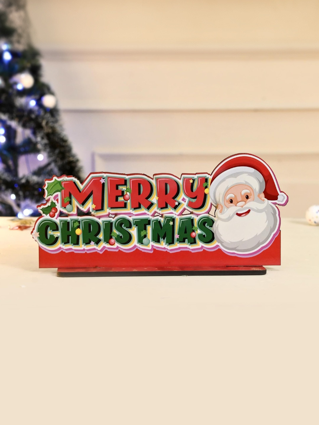 CraftVatika Green Printed Table Small Christmas Showpiece - 4.72 In