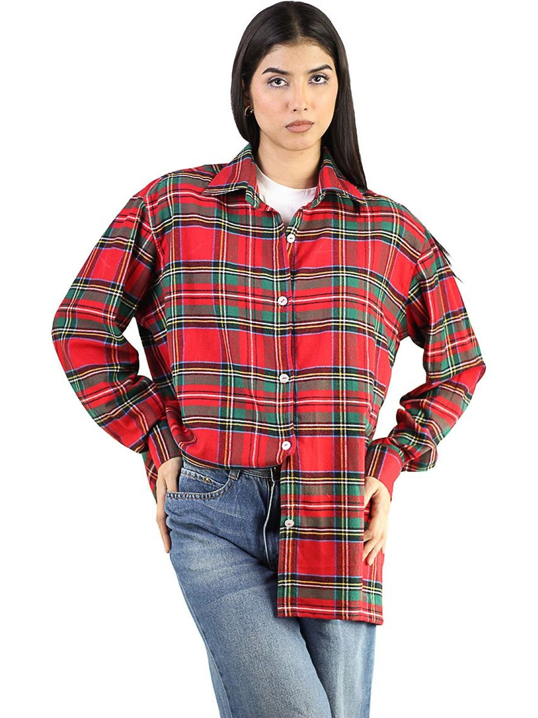 ARTYSKA Women Relaxed Tartan Checks Checked Casual Shirt