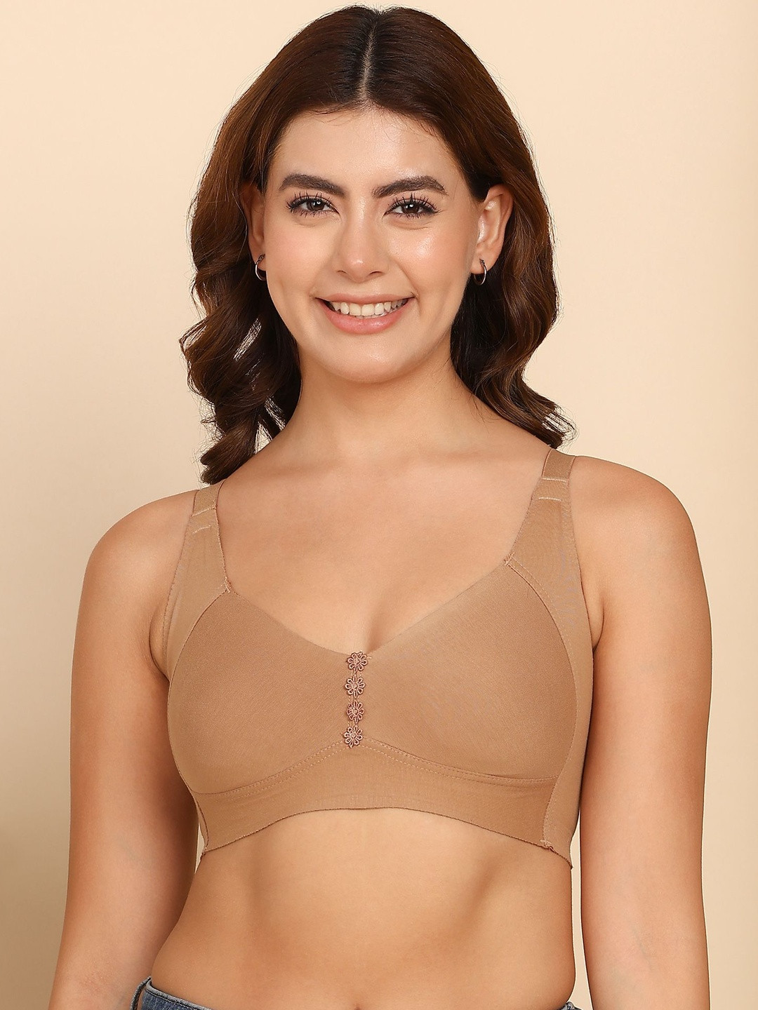 DressBerry M-Frame Non-Padded Cotton Bonded Seamless Minimiser Bra