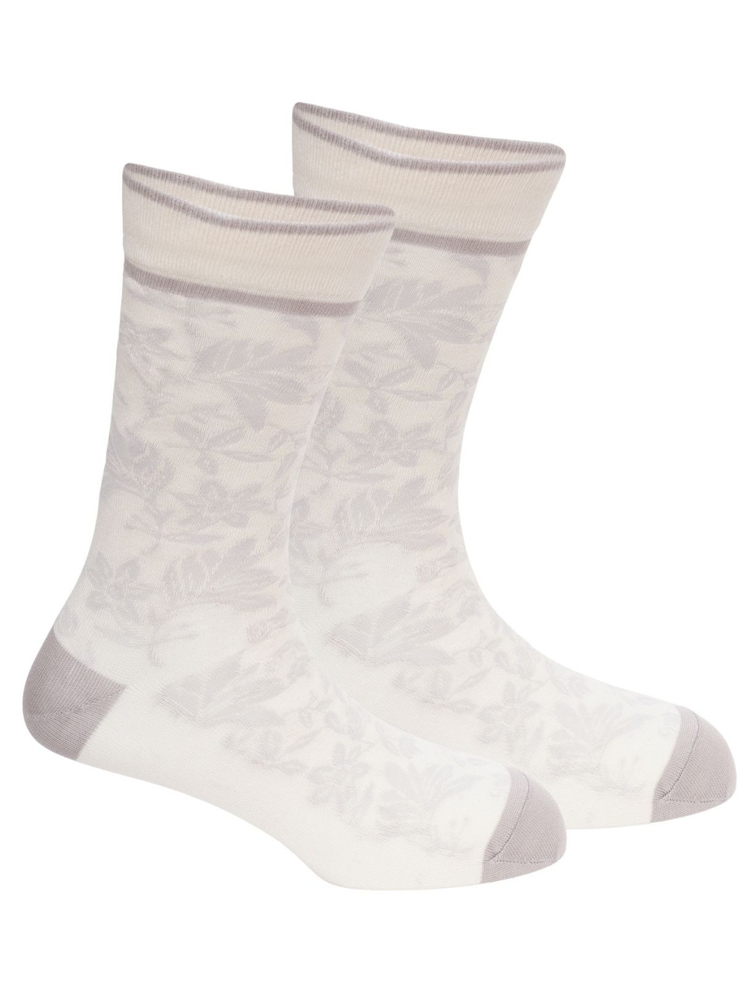 OXYZONE Men Mercerised Cotton Anti Slip Grip Floral Patterned Calf-Length Socks