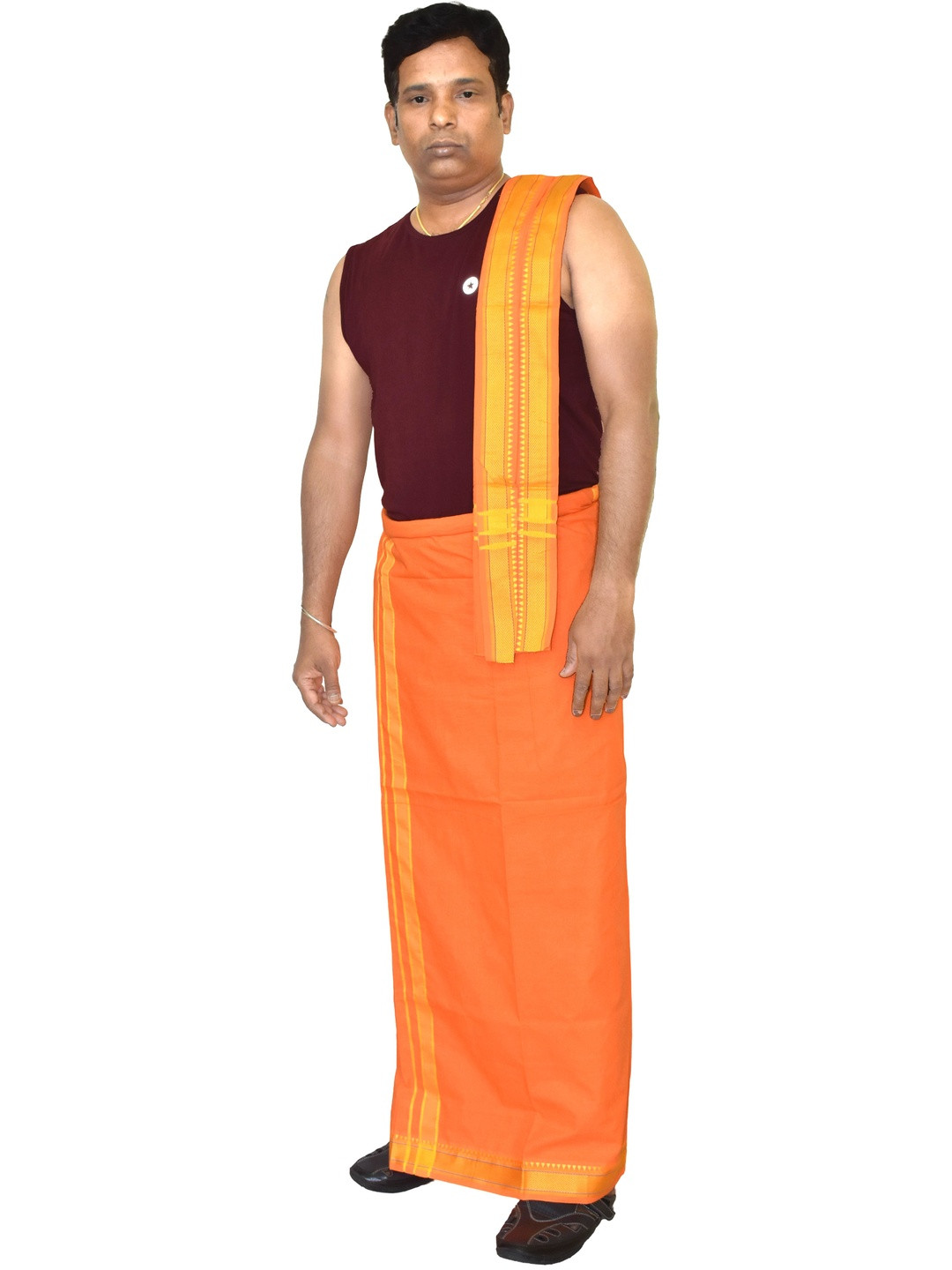 TUNI MANI Men Cotton Padi Pettu Border Dhoti With Towel