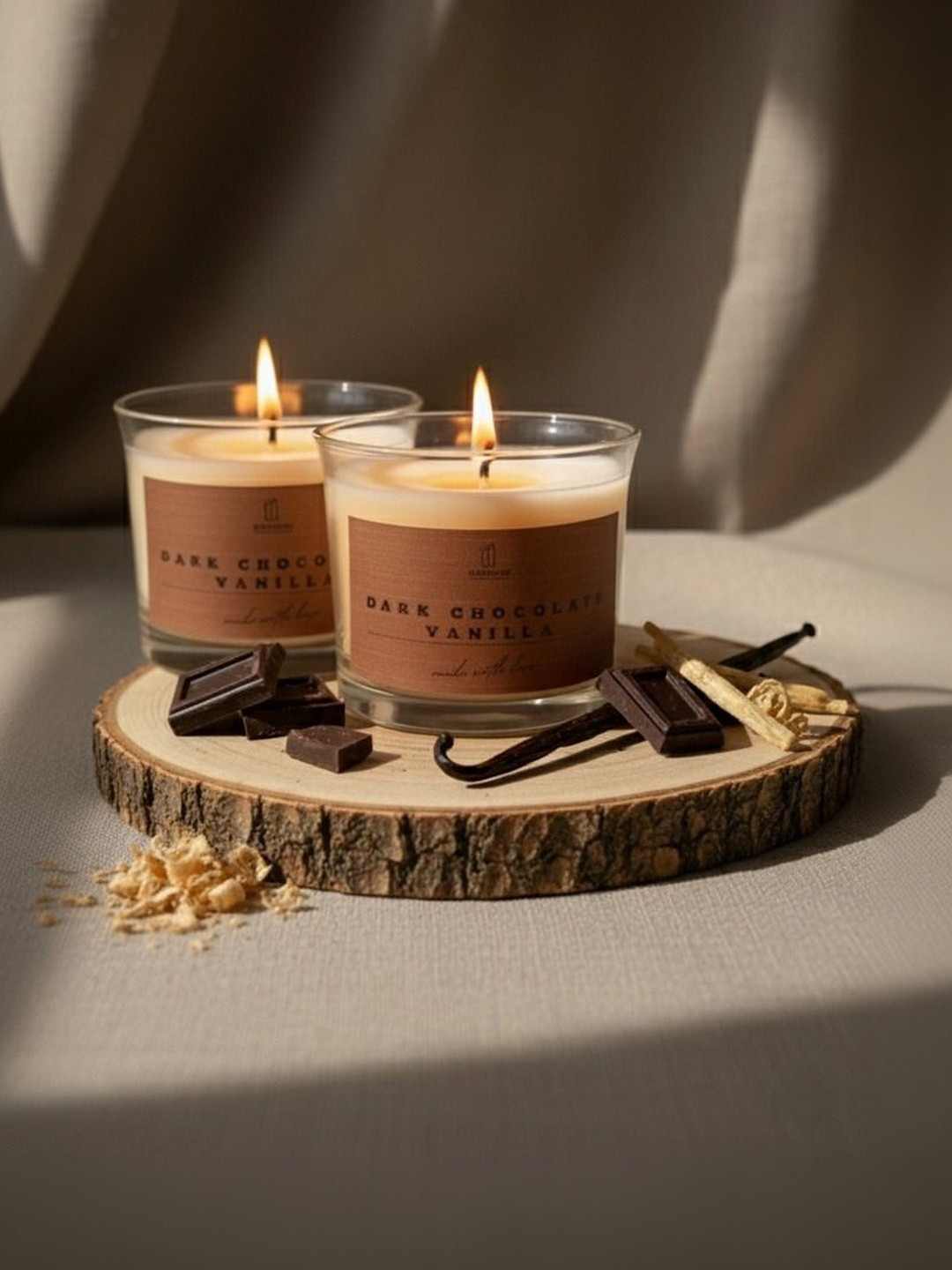 Eleven To Eleven Decor Brown & Cream-Coloured 2 pieces Jar Candle