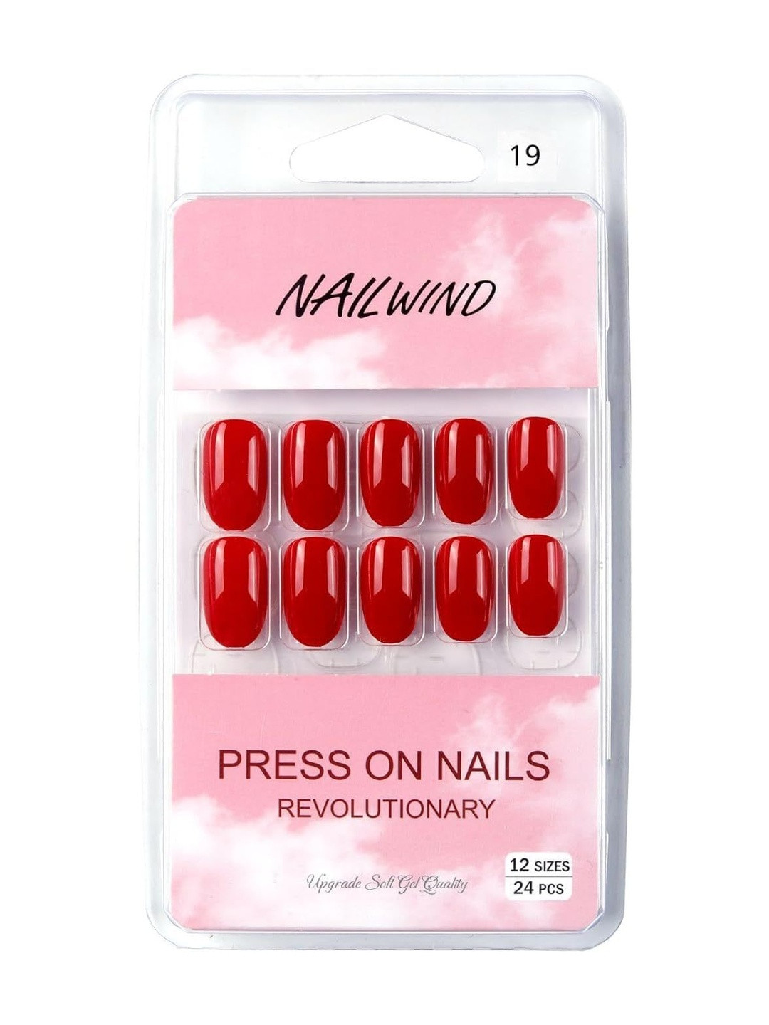 NAILWIND Set Of 24 Press On Nails - Red - V-19