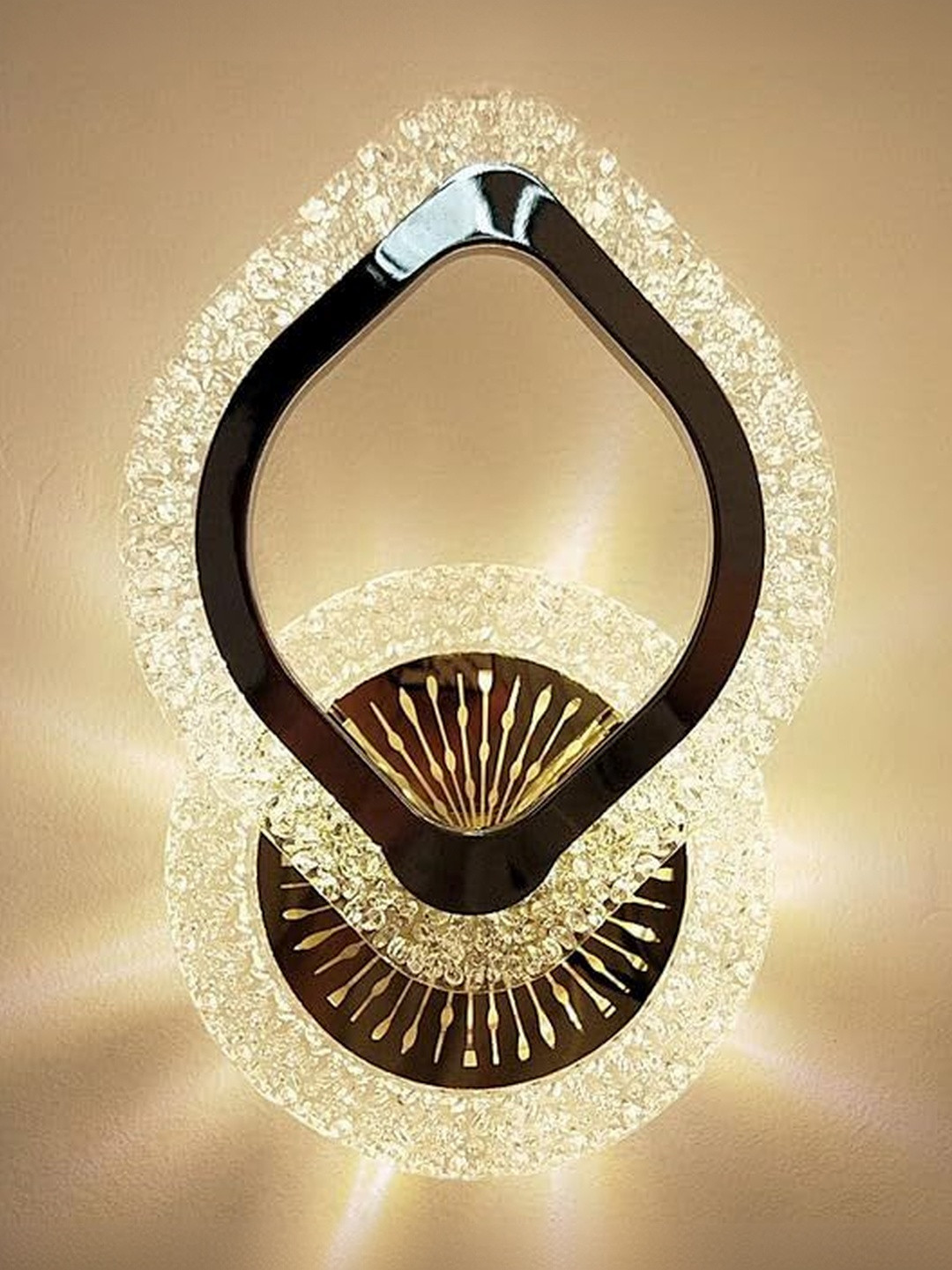 GAUVIK Gold-Toned & White Textured Acrylic Contemporary Abstract Shaped Shaped Wall Lamp