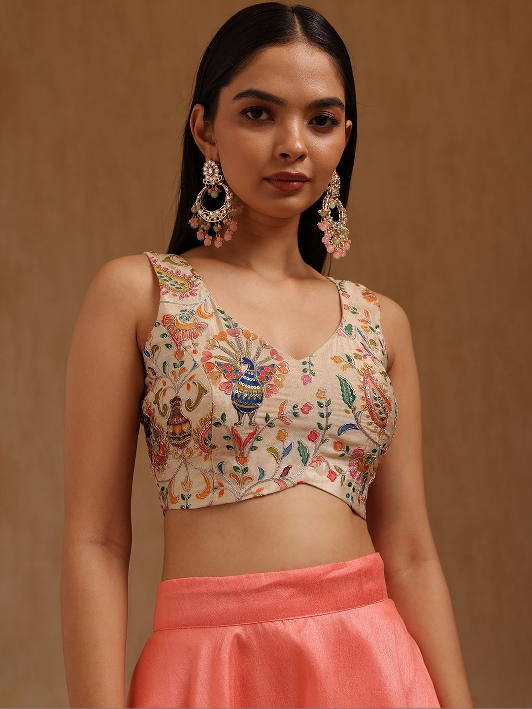 Soch Botanical Printed with Embroidered Padded Blouse With Sequins