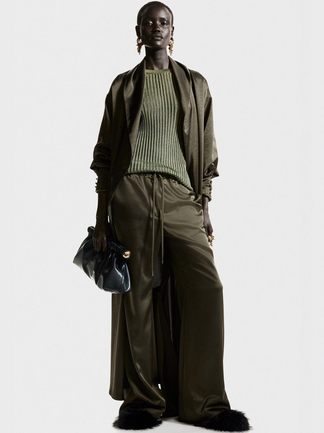 H&M Flared Satin Trousers