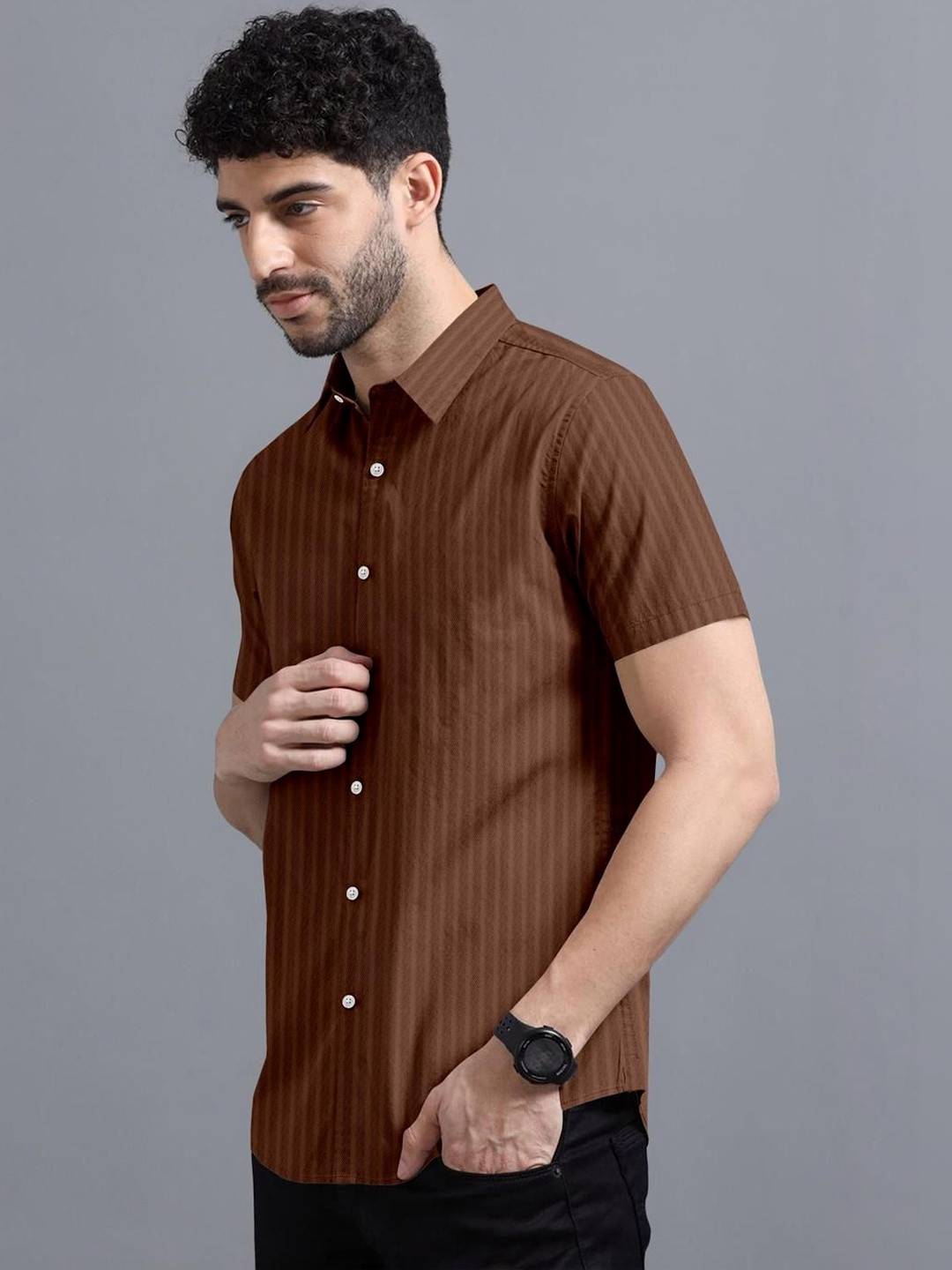 VTEXX Men Standard Striped Casual Shirt