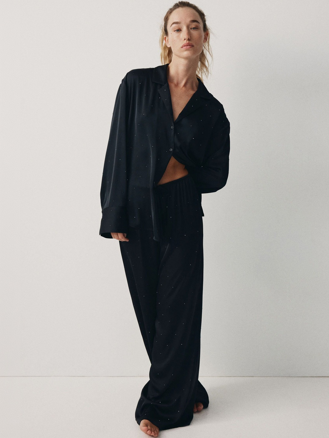 H&M Embellished Satin Pyjama Bottoms