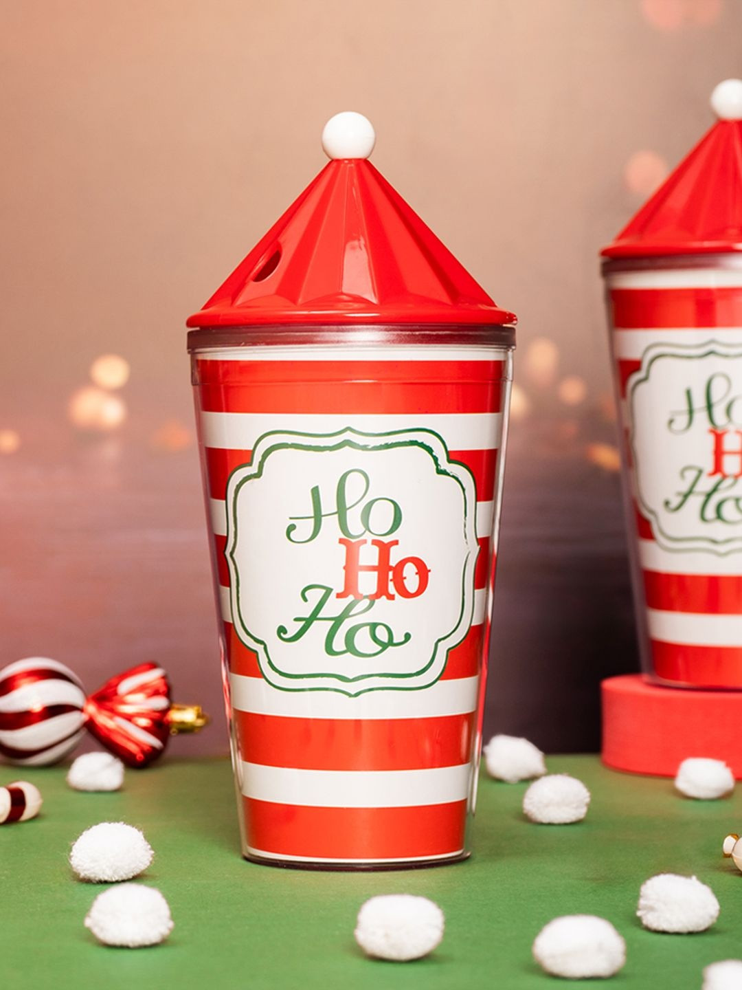 The Zappy Box Red & White Single Plastic  Christmas Themed Sipper Water Bottle