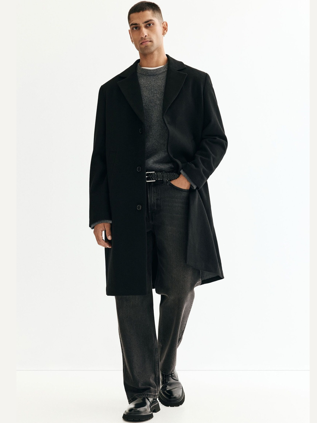H&M Single-Breasted Wool-Blend Coat