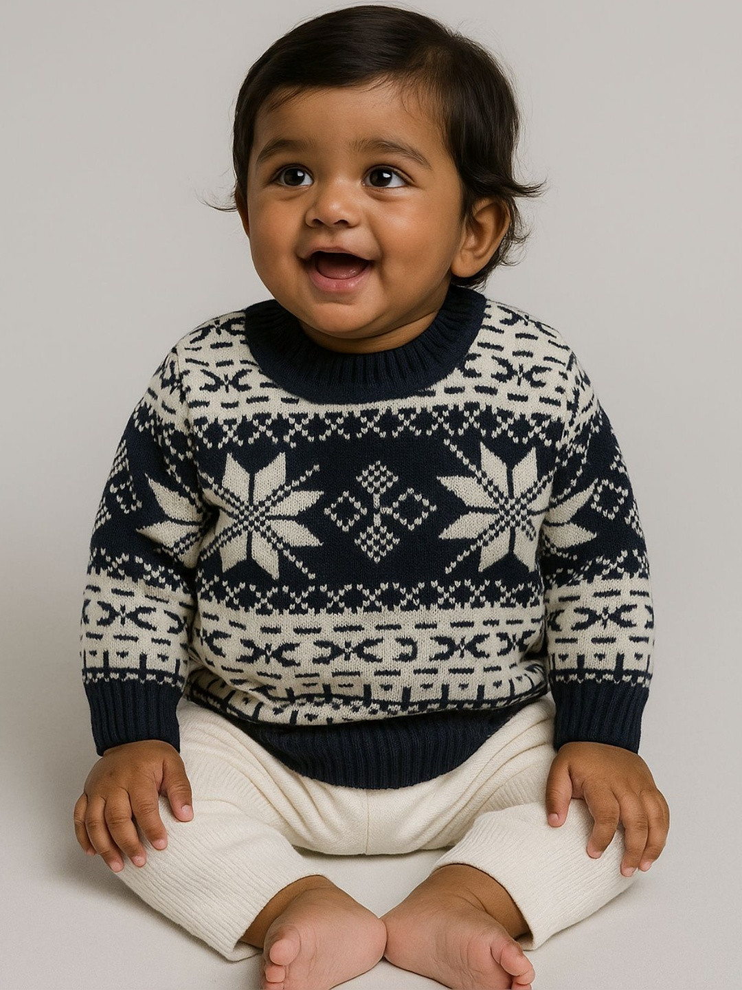 Little Angels Boys Fair Isle Printed Woollen Pullover