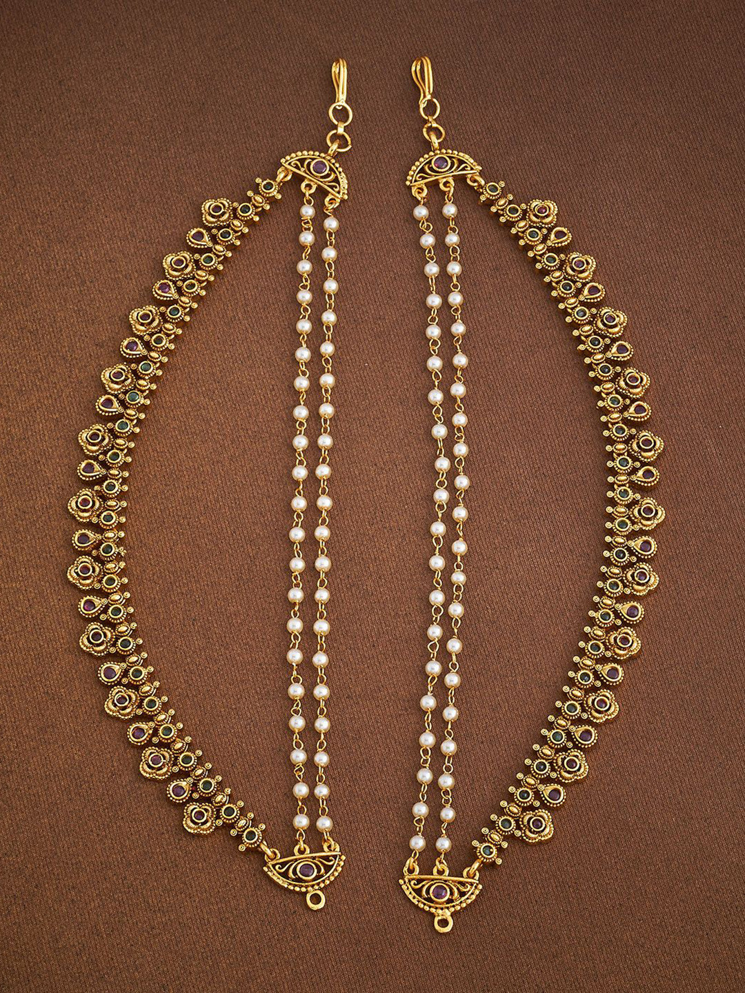 Kushal's Fashion Jewellery Gold Plated Ruby Stone Studded Matil Earrings