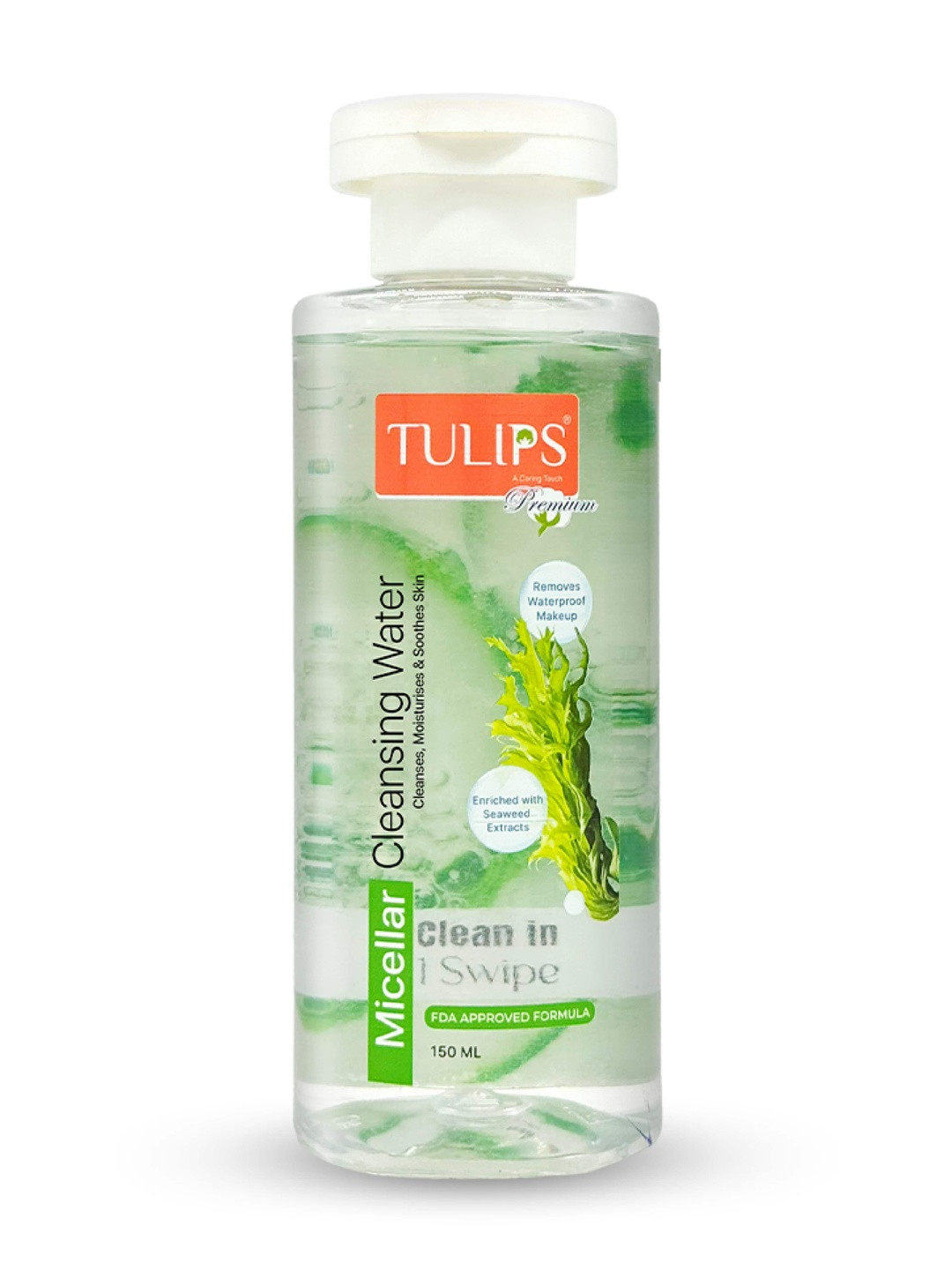 TULIPS Premium Micellar Cleansing Water Makeup Remover with Seaweed Extract - 150 ml