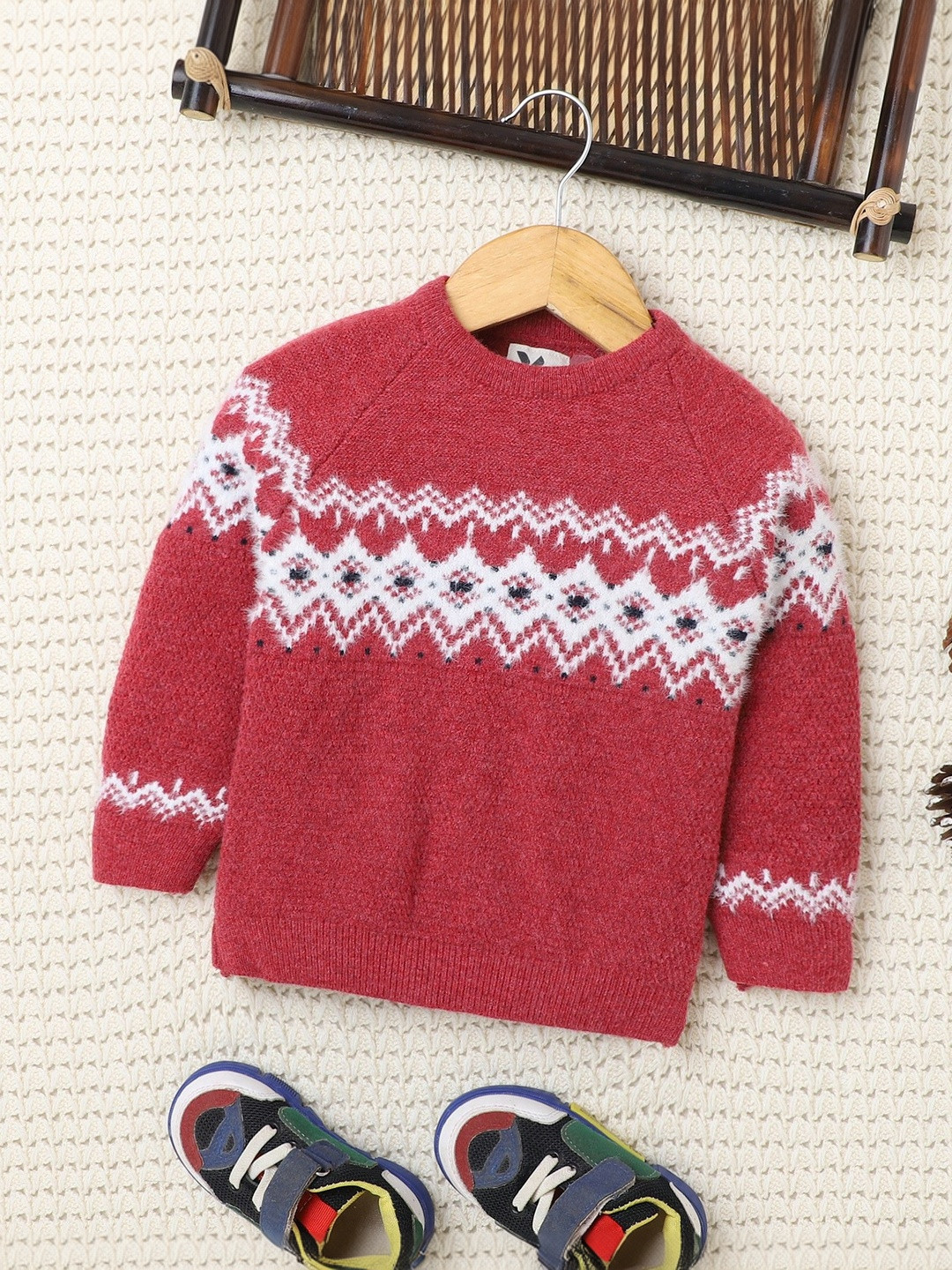 Yellow Apple Boys Fair Isle Printed Pullover