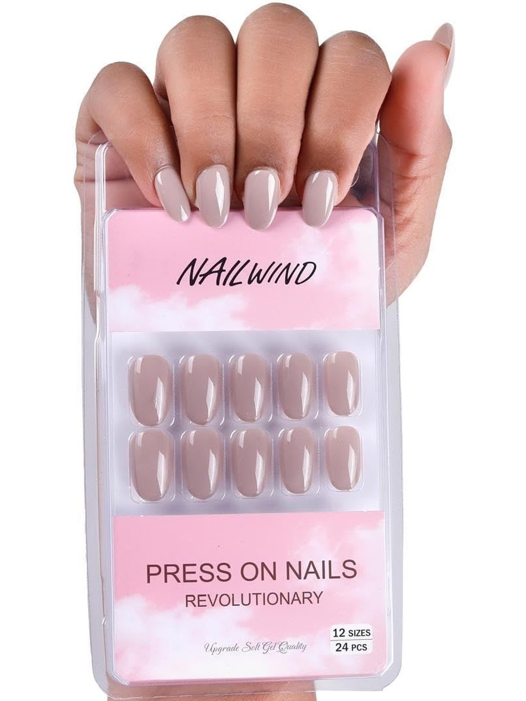 NAILWIND Set Of 24 Press On Nails - Pink - V-3