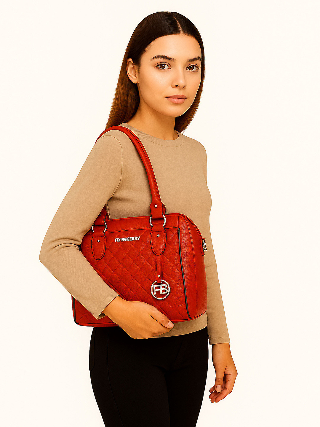 FLYING BERRY Red Quilted Handheld Bag