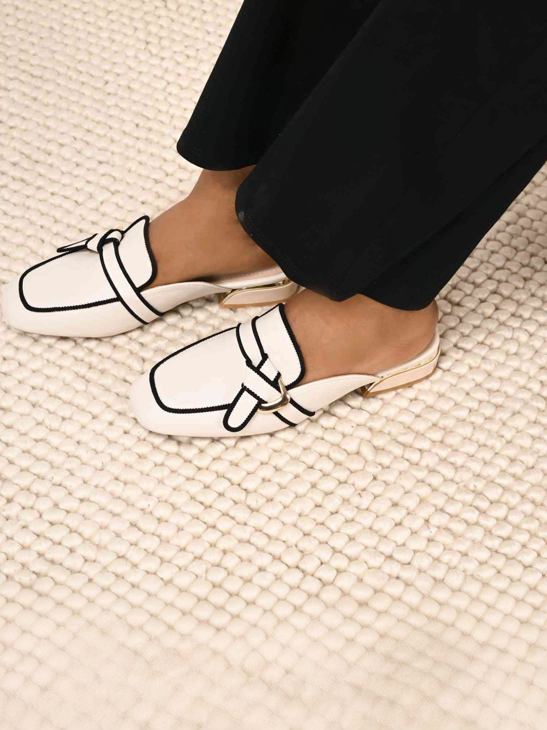 San Marino by Shoe Bank Block Mules with Buckles