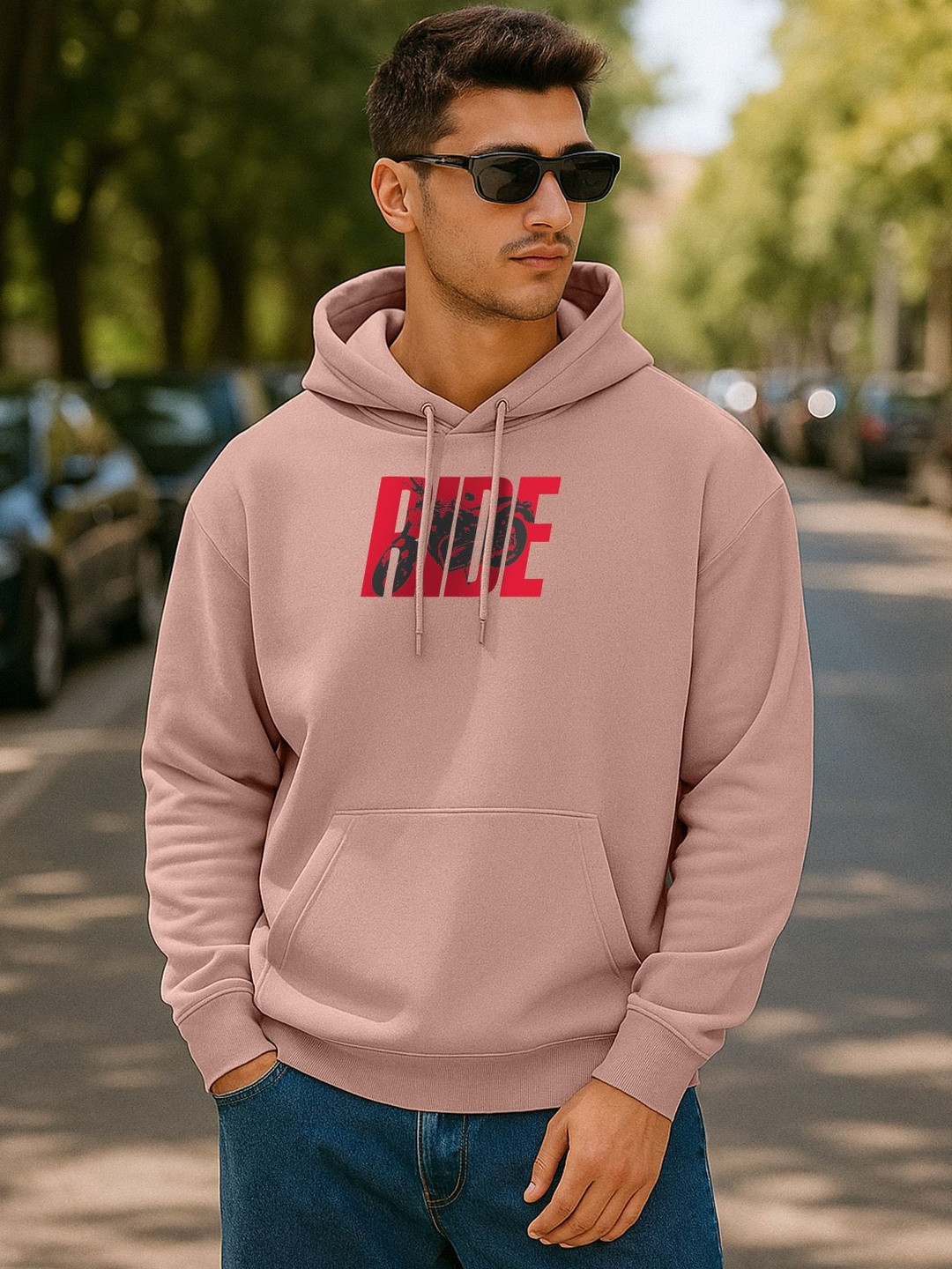 VEIRDO Men Printed Hooded Sweatshirt