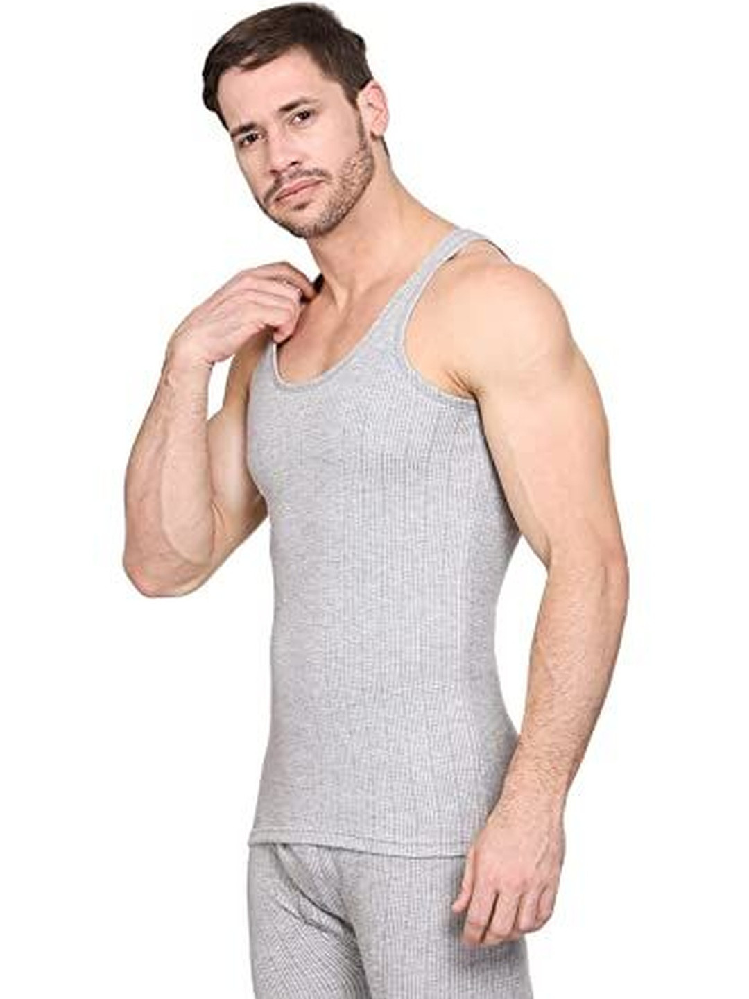 NEVA Men Ribbed Round Neck Slleveless Tank Thermal Top