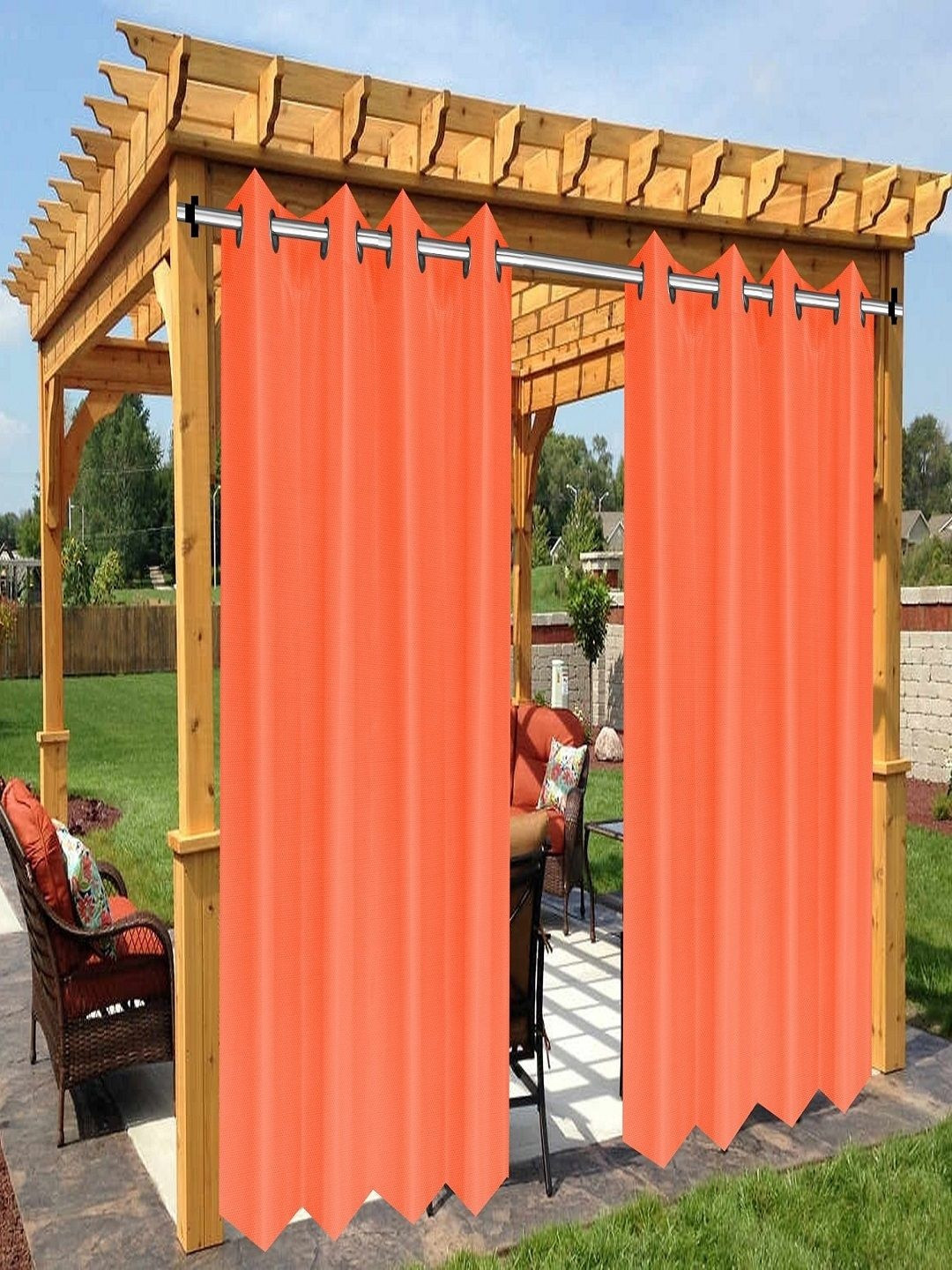 GREEN DECOR Orange Room Darkening Window Curtain