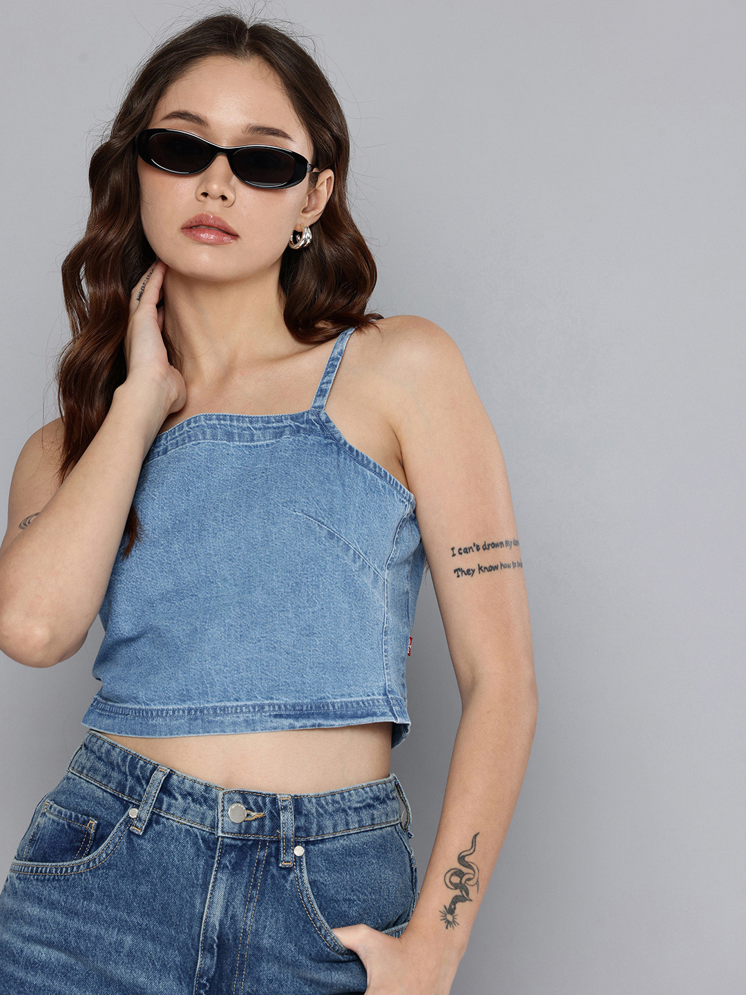 Levis Women's Solid Blue Denim Cami Top