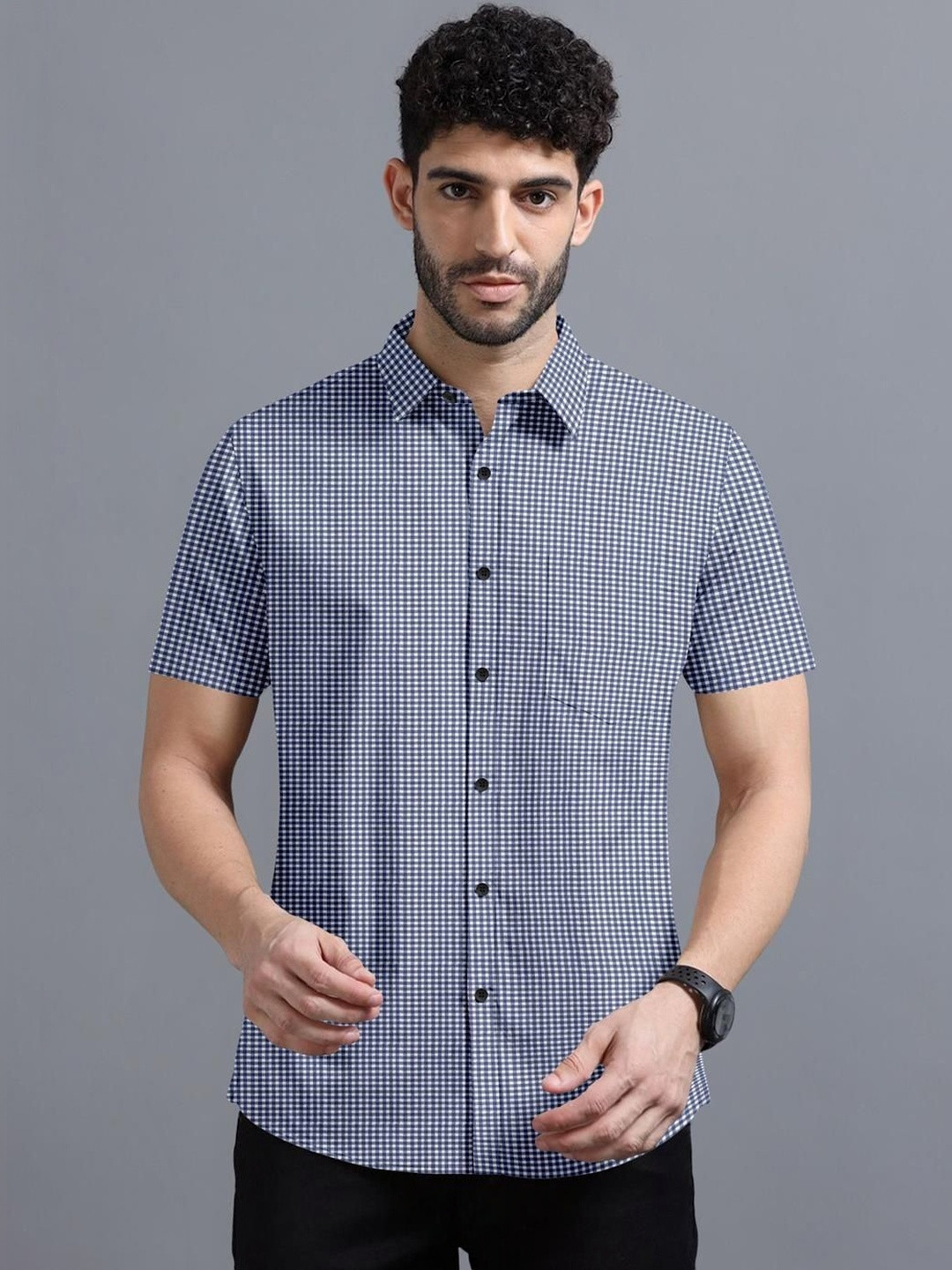VTEXX Men Standard Gingham Checks Checked Casual Shirt