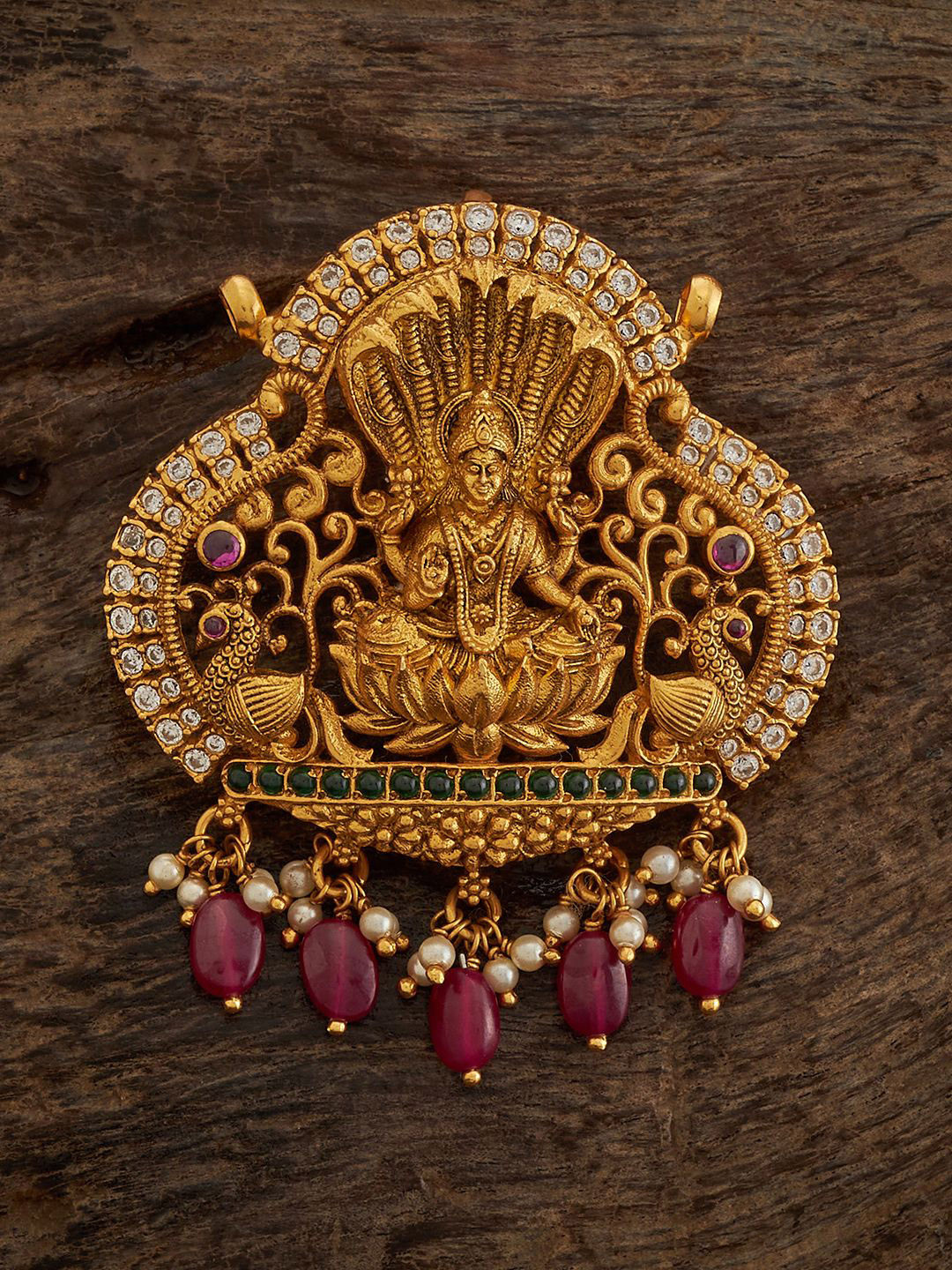 Kushal's Fashion Jewellery Embellished Bridal 92.5 Pure Silver Gold-Plated Pendants