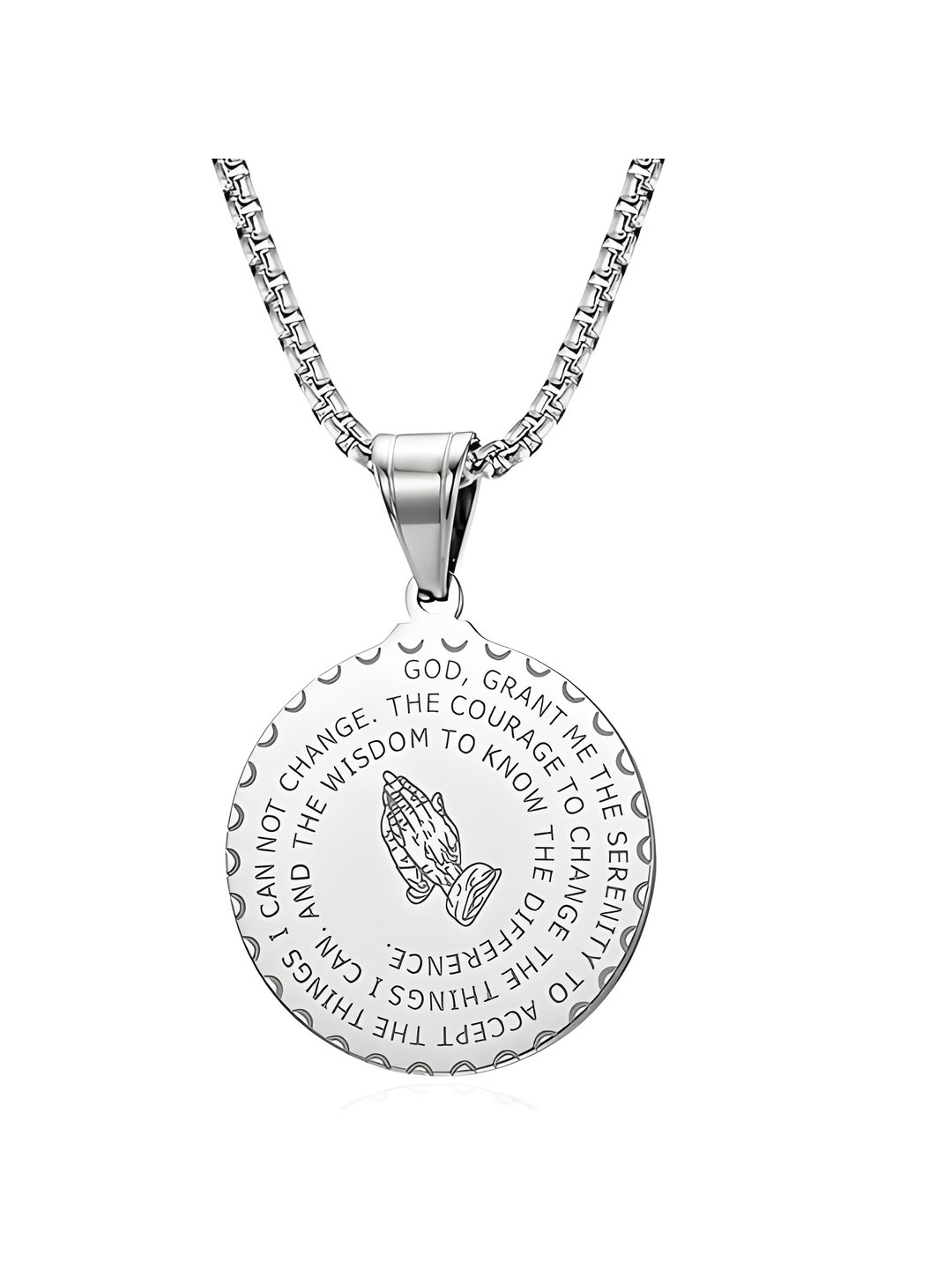 THE MEN GIFT Rhodium-Plated Circular Pendants with Chains