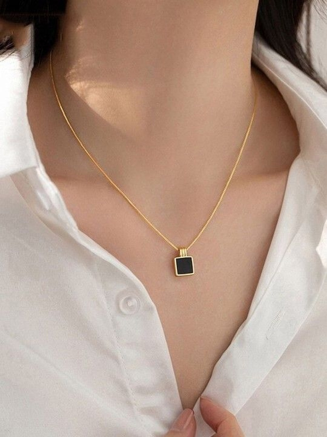 SZN Gold-Plated Square Necklace