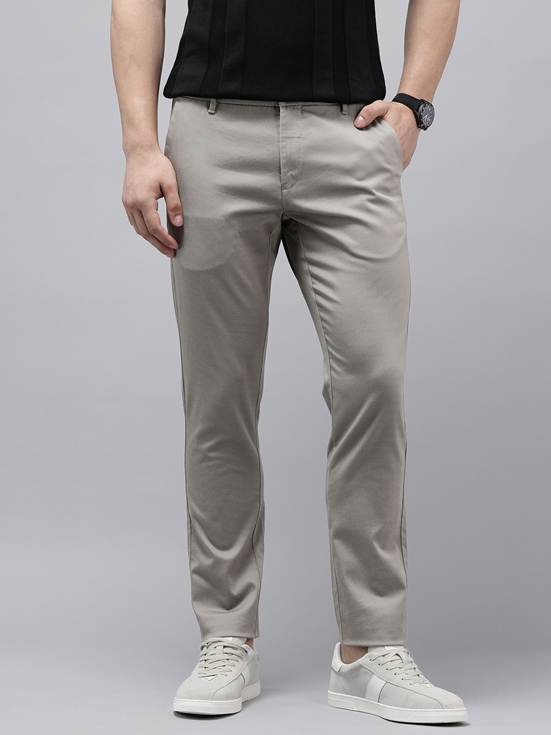 U.S. Polo Assn. Men Austin Trim Fit Self Design Trousers