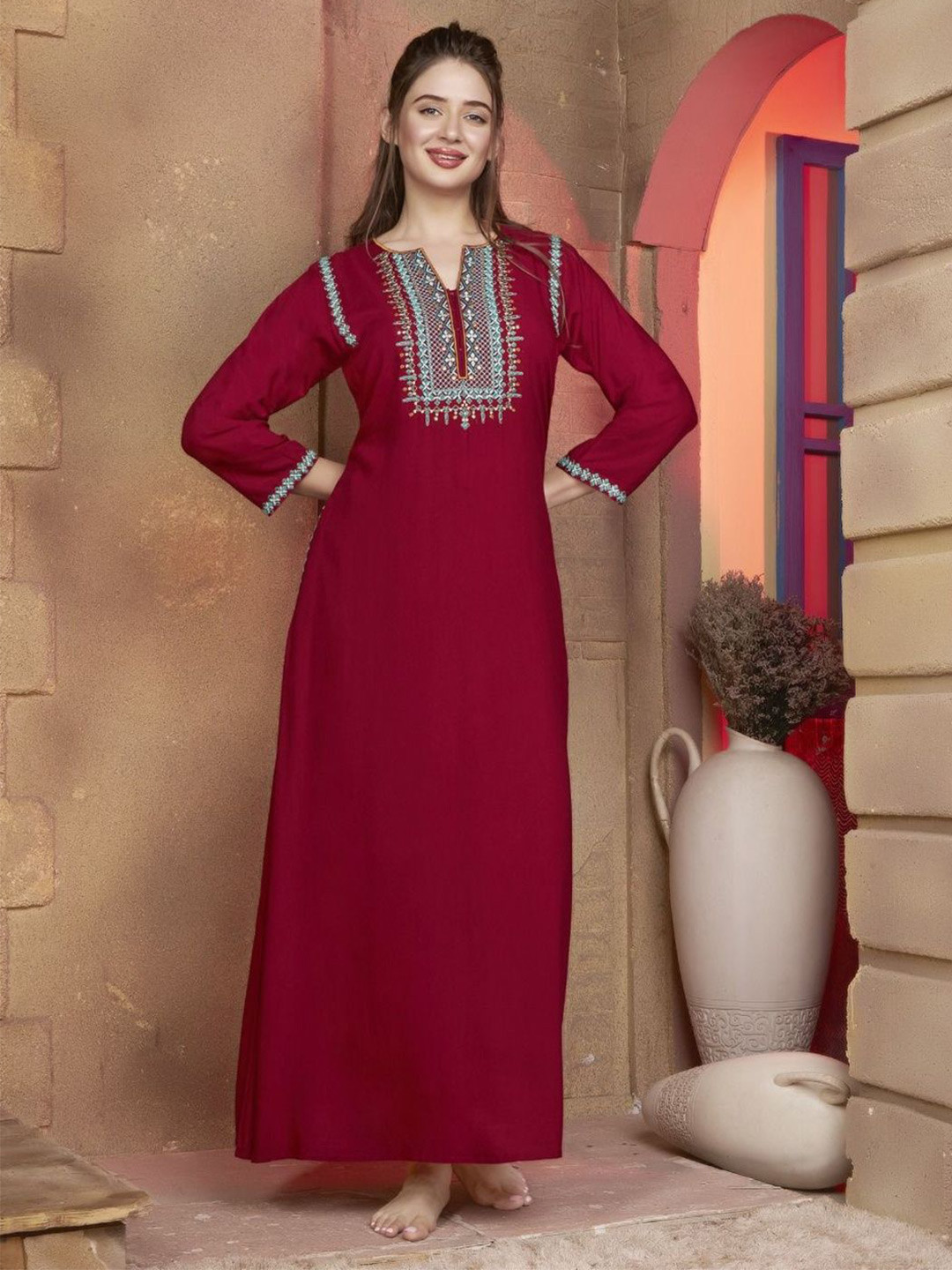 SANAA Embroidered Maxi Nightdress
