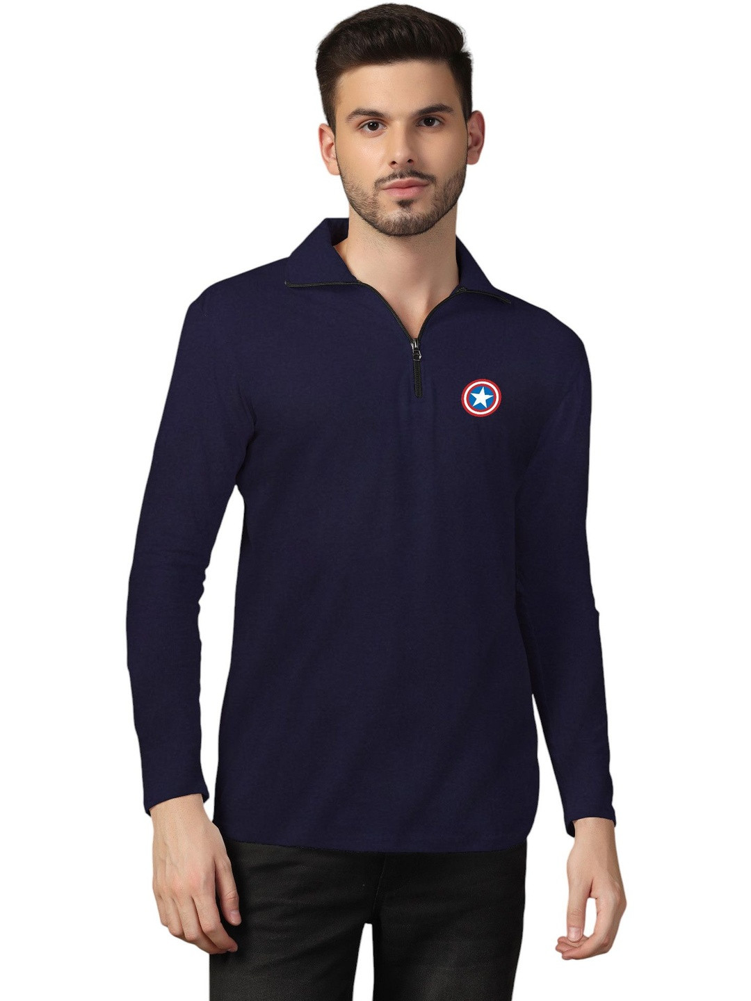 Blisstone Men Captain America Polo Collar T-shirt