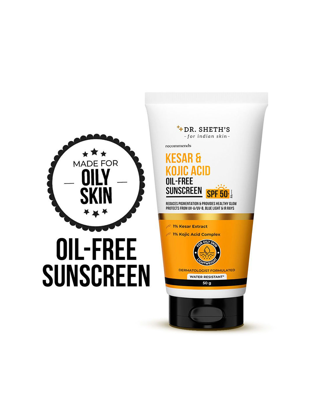 DR. SHETHS Kesar & Kojic Acid Oil-Free Sunscreen W In-Vivo Tested 50 g