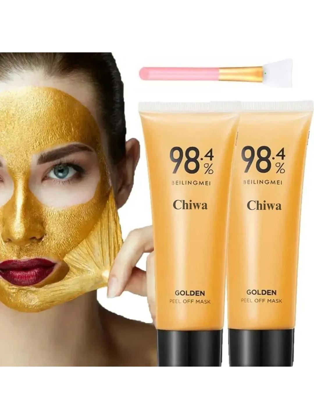 CHIWA Set Of 3 Golden Peel Off Mask With Brush- 120 ml Each