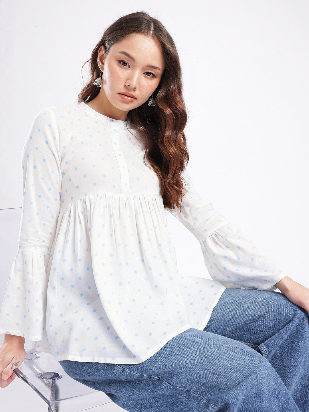 fusion by glitchez Polka Dotted A-Line Top