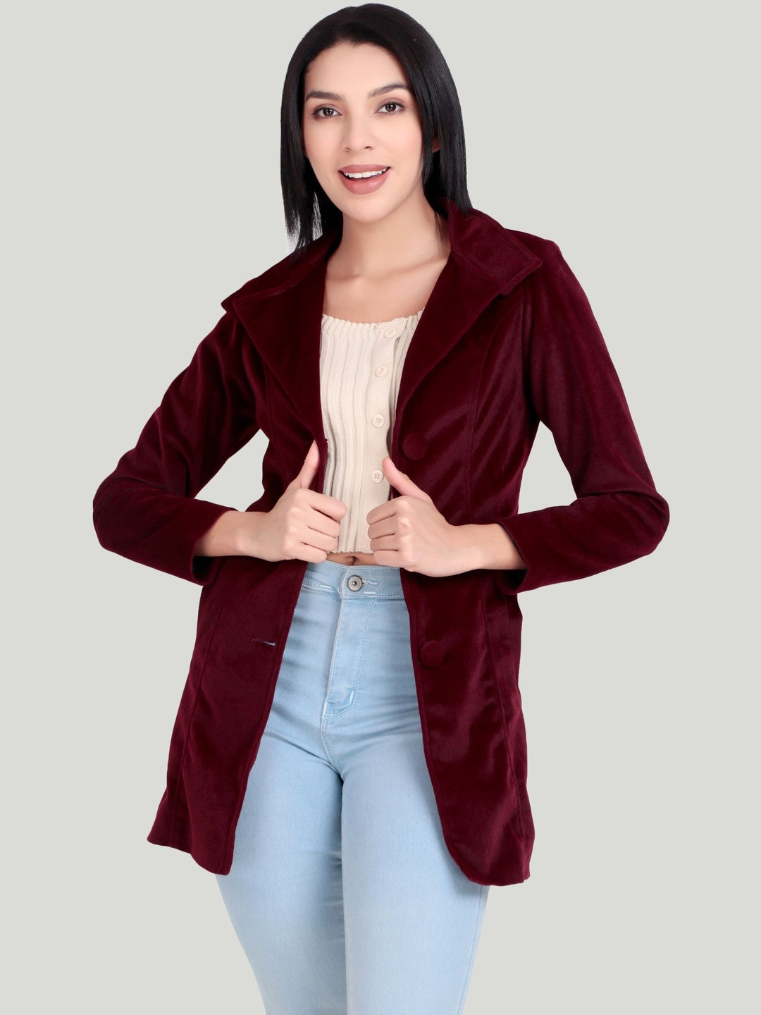 Leather Retail Women Open Front Jacket