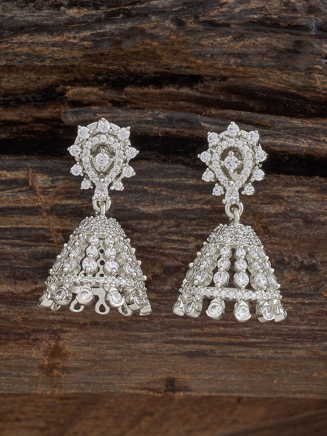 Kushal's Fashion Jewellery Pink Rhodium Gold-Embellished Bridal Party Zircon Pendant Set