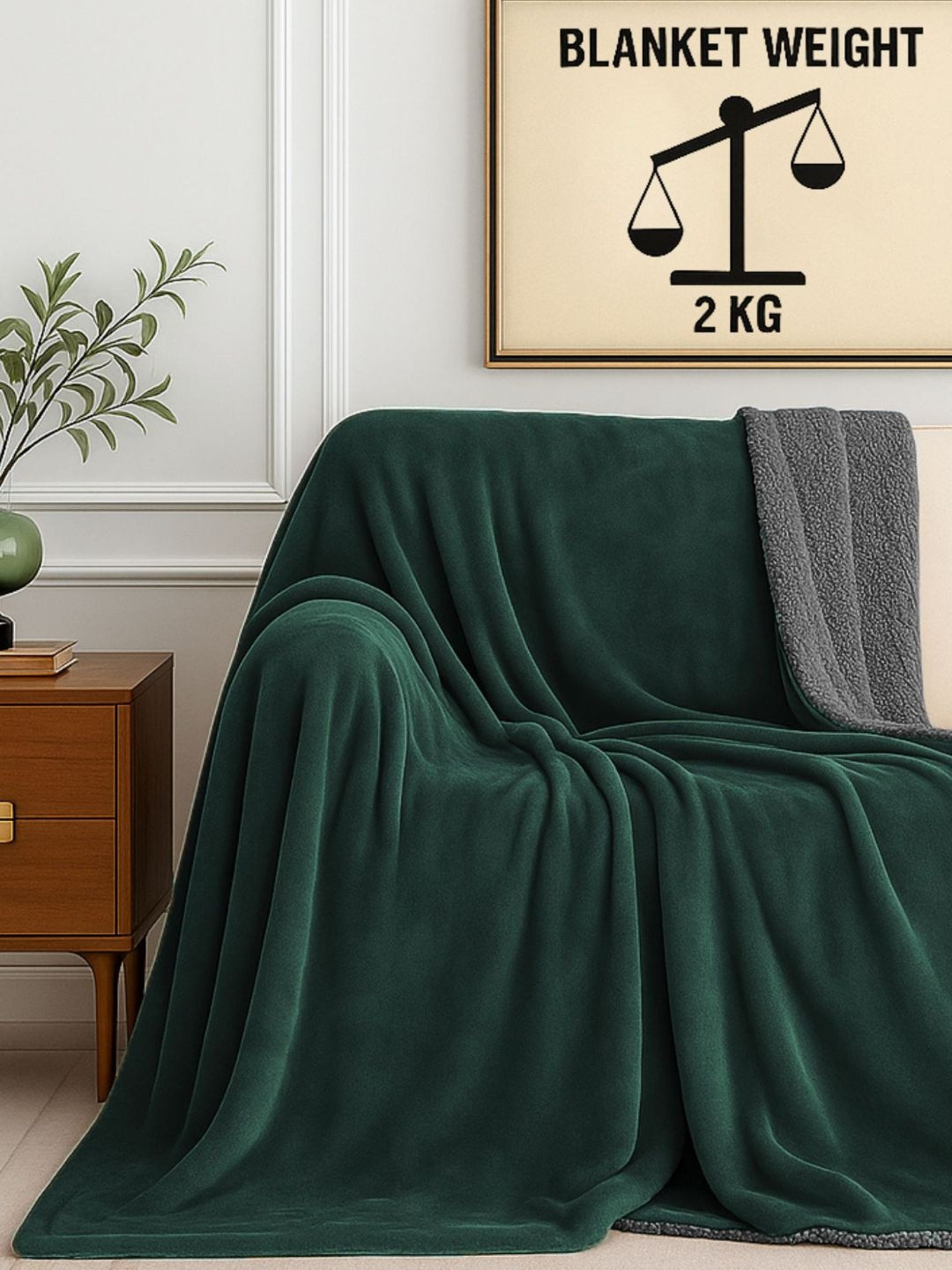 San Marino Green & Green Heavy Winter 400 GSM Blanket