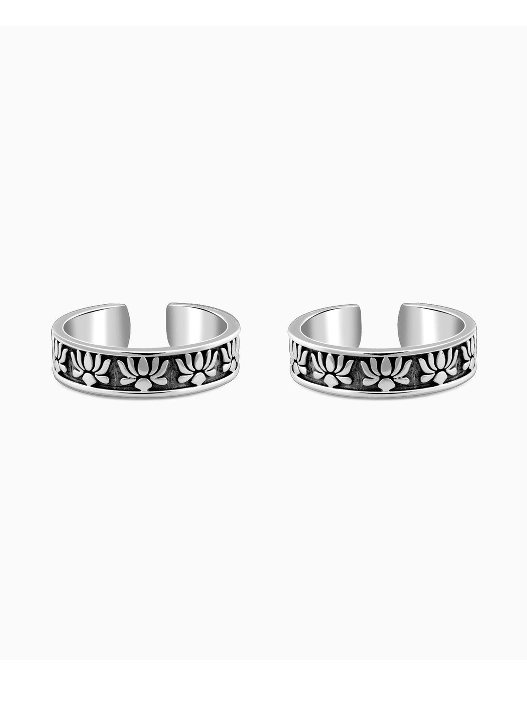 GIVA Women Set Of 2 Silver-Plated Oxidised Alina Toe Rings
