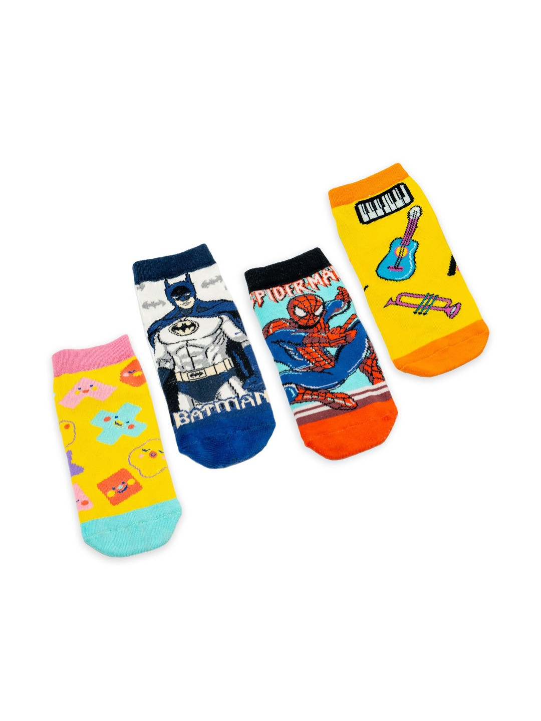 NEONERA Boys Pack Of 4 Superhero Patterned Ankle-Length Socks