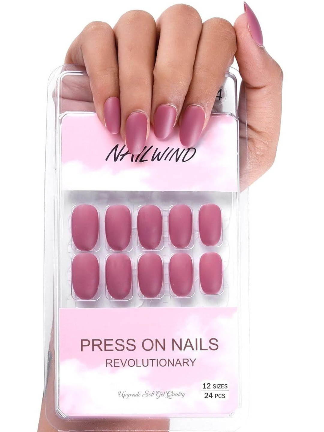 NAILWIND Set Of 24 Press On Nails - Purple - V-34