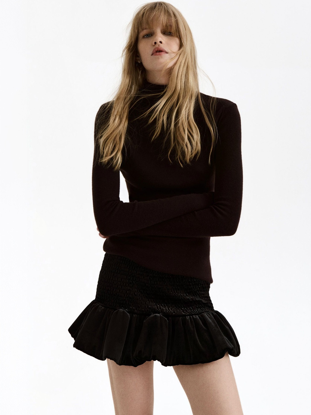 H&M Smocked Velour Skirt