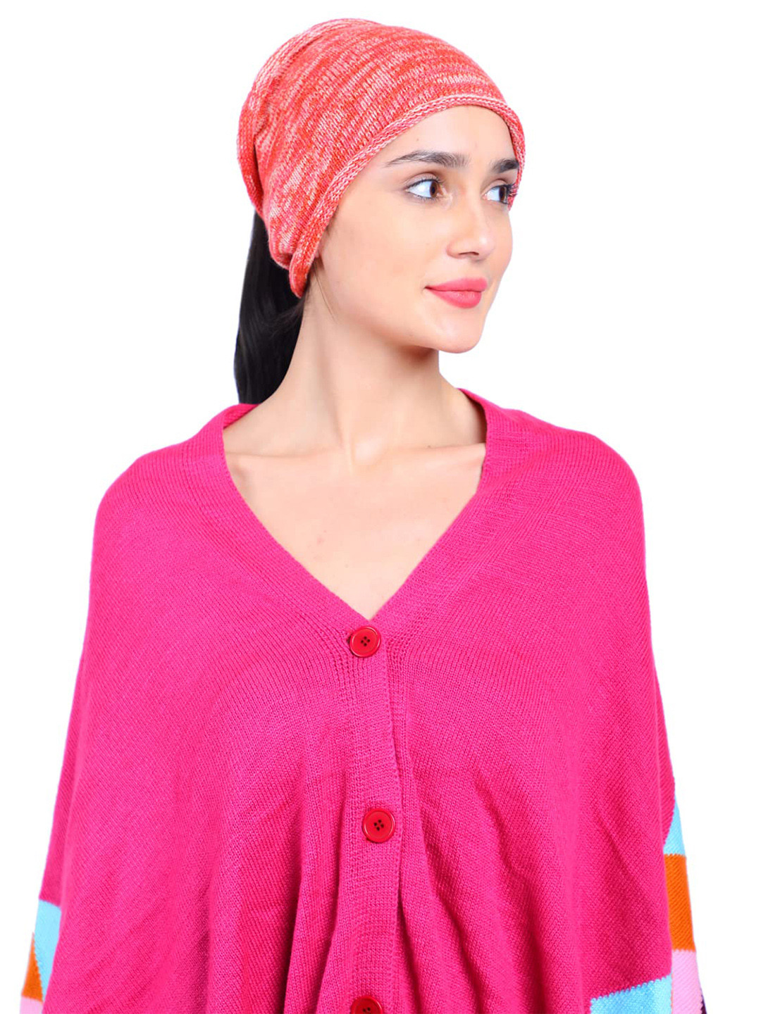 Bharatasya Women Peach-Coloured & White Acrylic Headwrap With Rolled-Up Edges