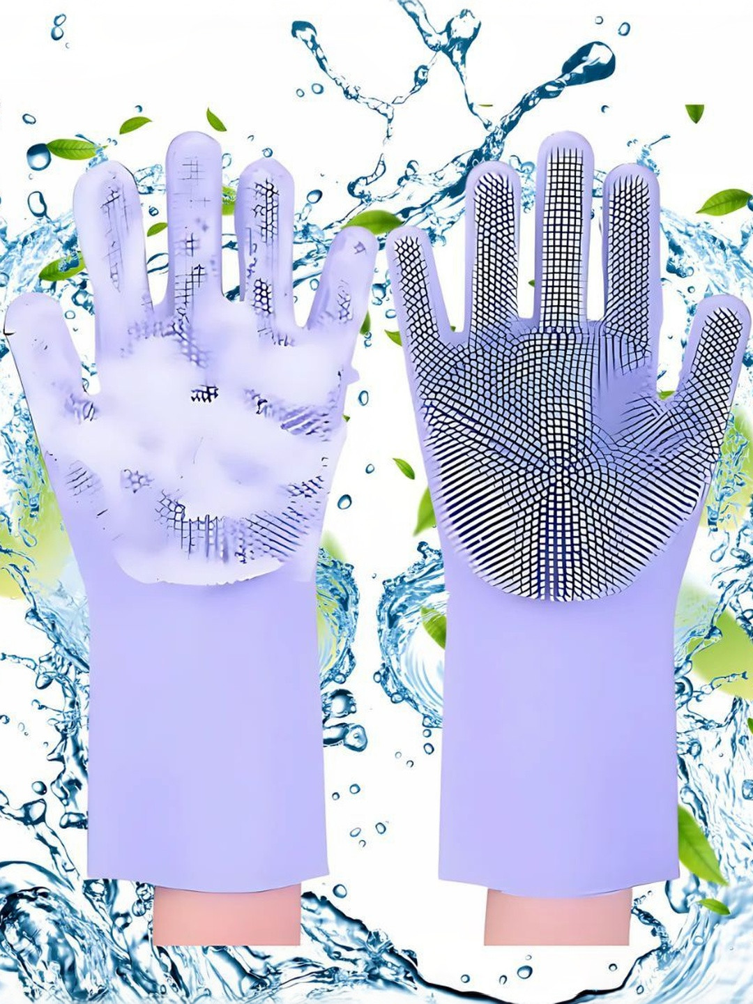 TICK MARK Unisex 2Pcs Purple Silicone Kitchen Gloves