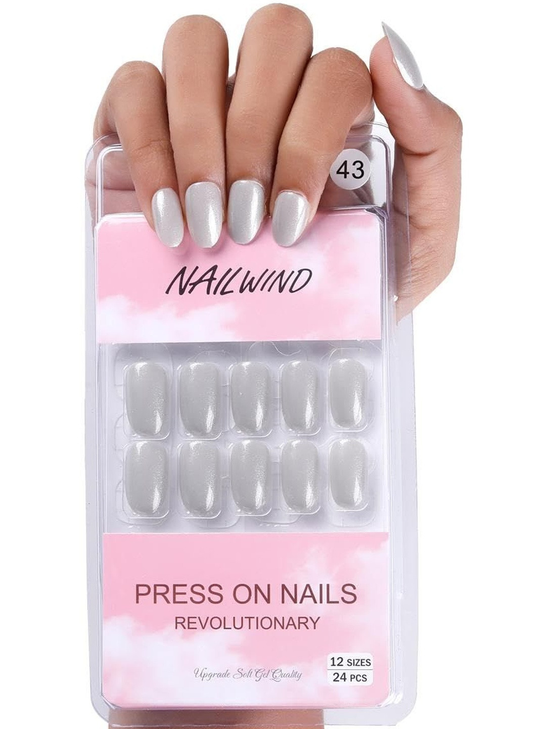 NAILWIND Set Of 24 Press On Nails - Beige- V-43