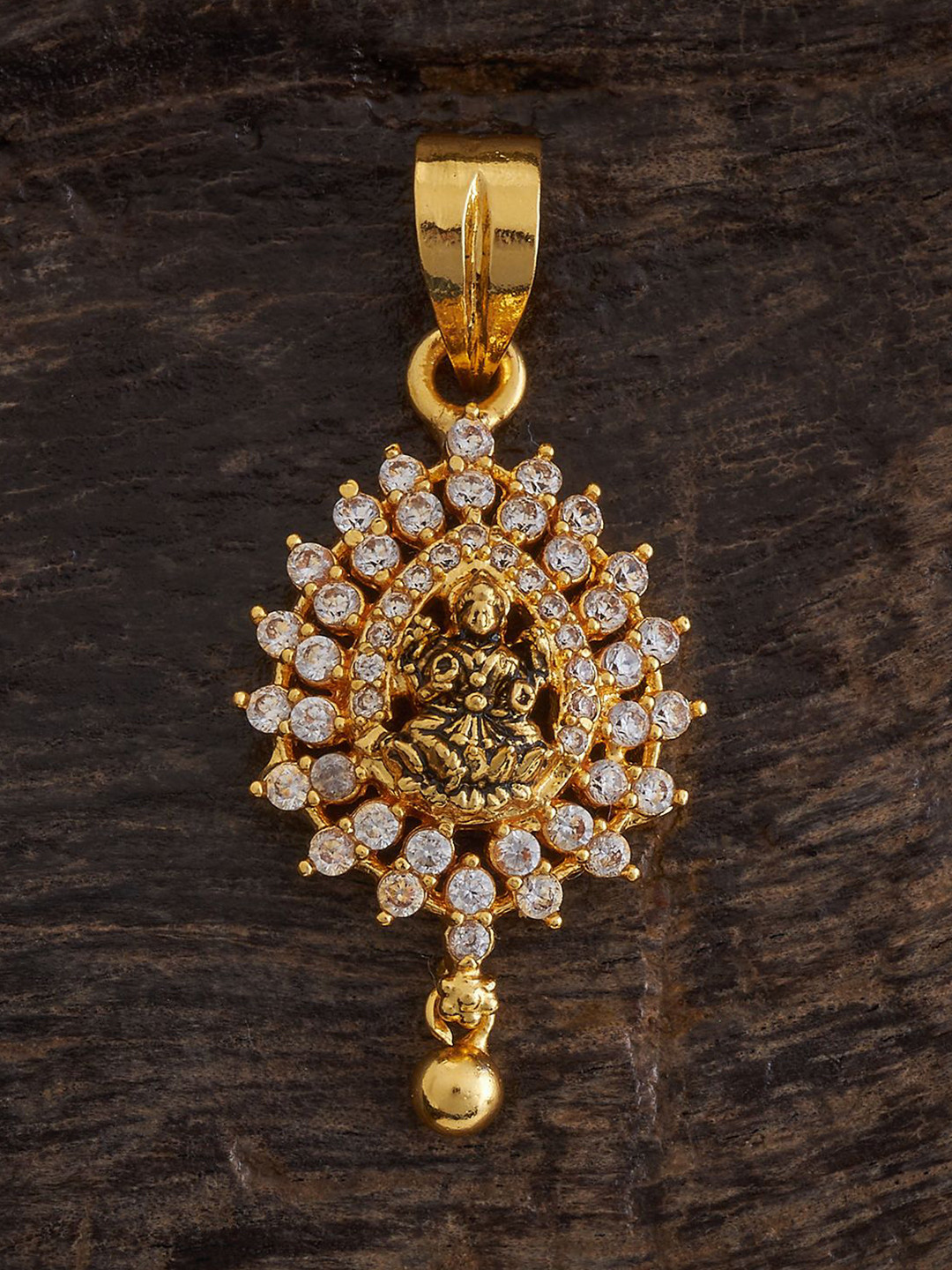 Kushal's Fashion Jewellery Gold-Plated 92.5 Pure Silver Cubic Zirconia Temple Pendants